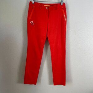 Louis Castel Womens Size 4 Orange Slim Fit Golf Pants With Pockets Embroidered L